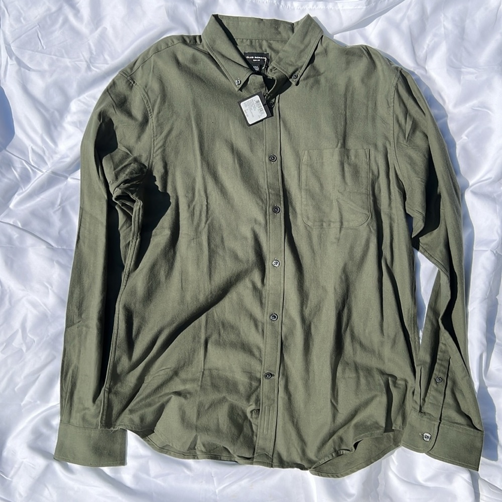 Club Monaco Long Sleeve Flannel Button Down - Slim Large